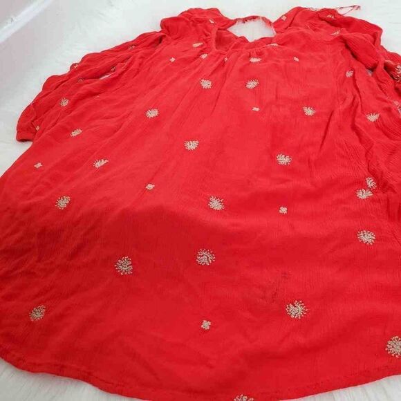 FREE PEOPLE sweet Tennessee Boho embroidered dress in red size S - Picture 13 of 15